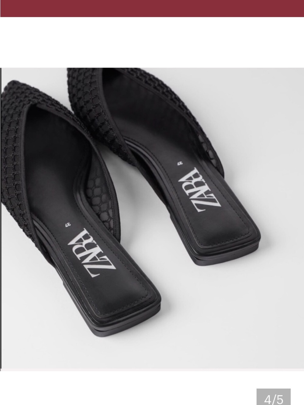 Zara Black Pointed Mesh Slip-On Mules - Picture 3 of 8